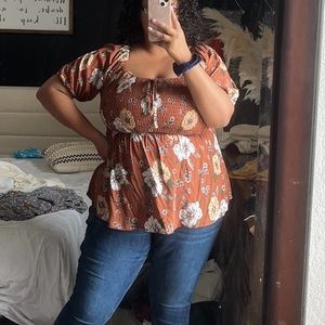 Impressions Boutique floral smocked top size 3x